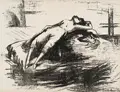 Jakob Friedrich Bollschweiler, Weggeschlepptes Mädchen, 1918, Lithografie auf bräunlichem Simili-Japan