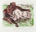 Lovis Corinth, Antiope und der Faun, 1920, Farblithografie auf "H
