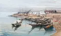 John Fery, Ankunft in der Neuen Welt, 1892, Aquarell und Gouache auf gräulichem Papier