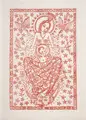 Elfriede Lohse-Wächtler, Maria (Böhmische Madonna), 1918, Federlithografie in Rotbraun auf hauchdünnem Japan