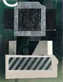 Lutz Fleischer, Raster. Wohl um 2013, Collage (verschiedene Papiere und Silberfolie) auf Wellpappe