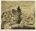 Erhard Hippold, Große Regenlandschaft (Radebeul), Wohl 1933, Farbradierung auf festem Papier
