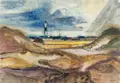Erhard Hippold, Leuchtturm, Zwei Aquarelle, teils über Faserstiftzeichnung, auf kräftigem Papier