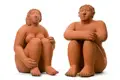 Lothar Sell, Frau Lehmann und Herr Lehmann, 2000/2001, Zwei Keramiken, roter Scherben