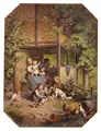 Wilhelm Heinrich Schneider, Nach der Arbeit ist gut ruhn, Öl auf leichtem Karton mit Trockenstempel "E