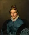 Annette von Droste-Hülshoff, Deutsche Schule, Bildnis einer Dame im blauen Kleid, Um 1840, Öl auf Leinwand