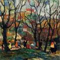 Franz Gaudeck, Frühlingsspaziergang, 1924, Öl auf Sperrholz