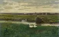 Roman Kochanowski, Gänse am Wiesenbach, Um 1890/1900, Öl auf Holz