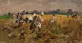 Gustav Adolf Thamm, Erntezeit, 1898, Öl auf Leinwand, vollflächig auf Malpappe montiert