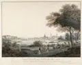 Christian Gottlob Hammer, Vue de Dresden Prise du Côte du Sud-ouest, Um 1810, Radierung, koloriert