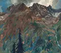 Hugo Hodiener, Partie bei Plangeross, Pitztal (Tirol), 1921, Gouache auf festem Papier