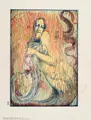 Paul Herrmann, Spielendes Meerweib, 1898, Farbholzschnitt und Farblithographie auf Bütten