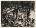 Max Liebermann, Kellergarten in Rosenheim, Zwei Radierungen a) auf Bütten