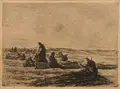 Netzflickerinnen by Max Liebermann, 1894, Kaltnadelradierung mit Plattenton auf holländischem Papier, sold Jun 2025