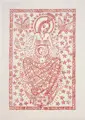 Elfriede Lohse-Wächtler, Maria (Böhmische Madonna), 1918, Federlithografie in Rotbraun auf hauchdünnem Japan