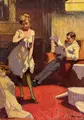 Fritz Rumpf, Das Strumpfband. Wohl um 1900, Gouache über Kreidezeichnung