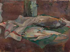 Lea Mrázová, ZÁTIŠIE S RYBAMI, OKOLO 1940, Olej na plátne