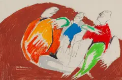 Milan Paštéka, TROJICA, OKOLO 1960, Pastel, uhoľ na papieri