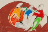 Milan Paštéka, TROJICA, OKOLO 1960, Pastel, uhoľ na papieri