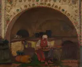Martin Benka, MORAVSKÝ INTERIÉR, OKOLO 1915, Olej na plátne, upevnenom na kartóne