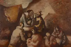 Vincent Hložník, CIRKUSANTSKÁ RODINA, 1945, Olej na kartóne