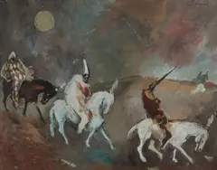 Vincent Hložník, CIRKUSANTI, OKOLO 1941 – 1942, Bieloba, tempera na papieri