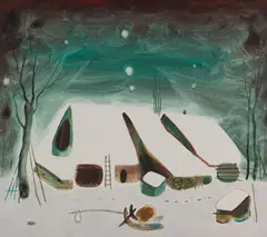 Vladimír Kompánek, ZIMA PRI ZÁZRIVEJ, 1998, Olej na sololite