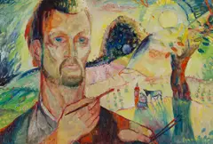 Július Szabó, AUTOPORTRÉT V KRAJINE, 1946 – 1947, Olej na dreve