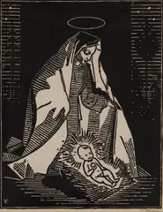 Ľudovít Fulla, NARODENIE, 1944, Drevorez na papieri