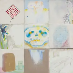 Erik Binder, KOLÁŽ DIEL Z CYKLU LABORATÓRIUM MAĽBY, 2012 – 2013, Akryl, fixka na plátne