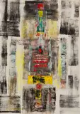 Marián Čunderlík, POSTAVA, Z CYKLU ARCHITEKTONICKÉ FIGÚRY, 1959, Tempera, pastel na papieri, upevnené na doske