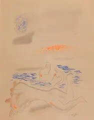 Mikuláš Galanda, NA PLÁŽI, 1930, Ceruza, akvarel na papieri