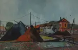 Vincent Hložník, PRI ŽELEZNICI, 1950, Tempera na kartóne