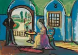 Ladislav Čemický, GALANTNÁ SCÉNA, OKOLO 1938, Tempera, tuš, bieloba na papieri