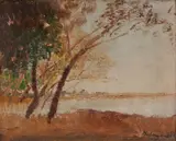 Ladislav Mednyánszky, NA BREHU RIEKY, PO 1900, Olej na plátne, upevnené na kartóne