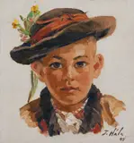 Jan Hála, VAŽECKÝ CHLAPČEK (ONDREJ DURAN), 1945, Olej na plátne, upevnené na kartóne