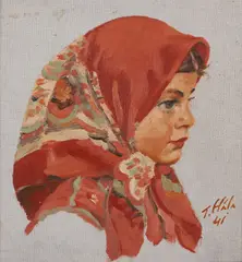 Jan Hála, VAŽECKÉ DIEVČATKO (MARKA ŠVIHROVÁ), 1941, Olej na plátne, upevnené na kartóne