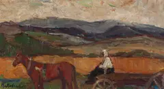 Mária Medvecká, ČERVENÝ KONÍK, OKOLO 1960, Olej na plátne
