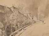 Ladislav Mednyánszky, LEVOČA, OKOLO 1890-1898, Lavírovaný tuš na papieri
