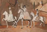 Cyprián Majerník, KRASOJAZDKYNE, 1938, Gvaš na papieri