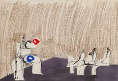 Milan Paštéka, POSTAVY, 1967, Pastel, tuš, tempera na papieri