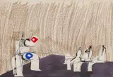 Milan Paštéka, POSTAVY, 1967, Pastel, tuš, tempera na papieri