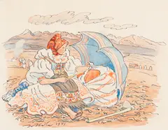 Jan Hála, USPÁVANKA, 1941, Tuš, akvarel na papieri