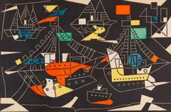 Ľudovít Fulla, SPOMIENKA NA MORE, 1961, Ručne kolorovaný linoleoryt na papieri, IV, 122/200