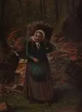 Eduard Majsch, ŽENA S NOŠOU, 1902, Olej na lepenke