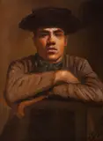 Ladislav Mednyánszky, CHLAPEC V KLOBÚKU, OKOLO 1890, Olej na plátne