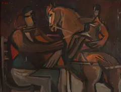 Vincent Hložník, JAZDKYŇA, OKOLO 1948, Olej na kartóne