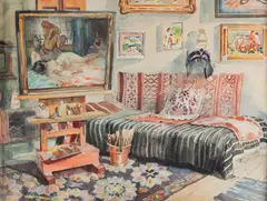 Ľudovít Feld, ATELIÉR JÚLIUSA JAKOBYHO, 1966, Akvarel na papieri