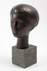 Dievča by Vladimír Kompánek, 1959, Bronz, žulový podstavec, sold Jun 2024