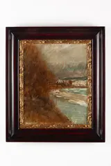 Ladislav Mednyánszky, Kryhy na rieke Poprad, 1880 – 1890, Olej na mahagóne